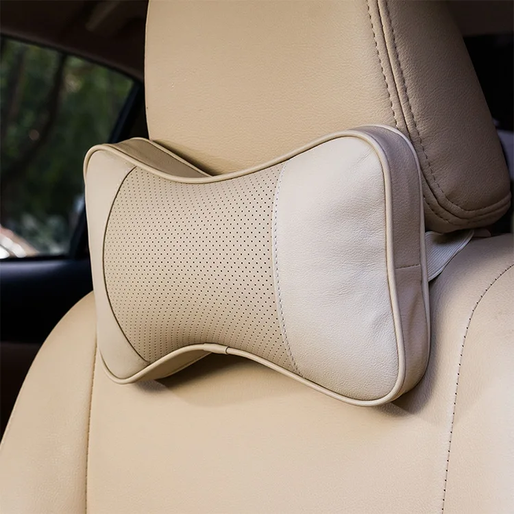 Car Headrest Pillow Neck Automotive Leather Pillow Breathable Car Headrest Supplies Seat Neck