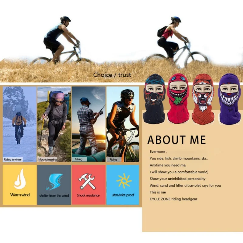 buy Outdoor Multi Function Windproof Head Scarf Riding Mask Biking Hiking Climbing Fitness Sport Printed Cycling Face Mask