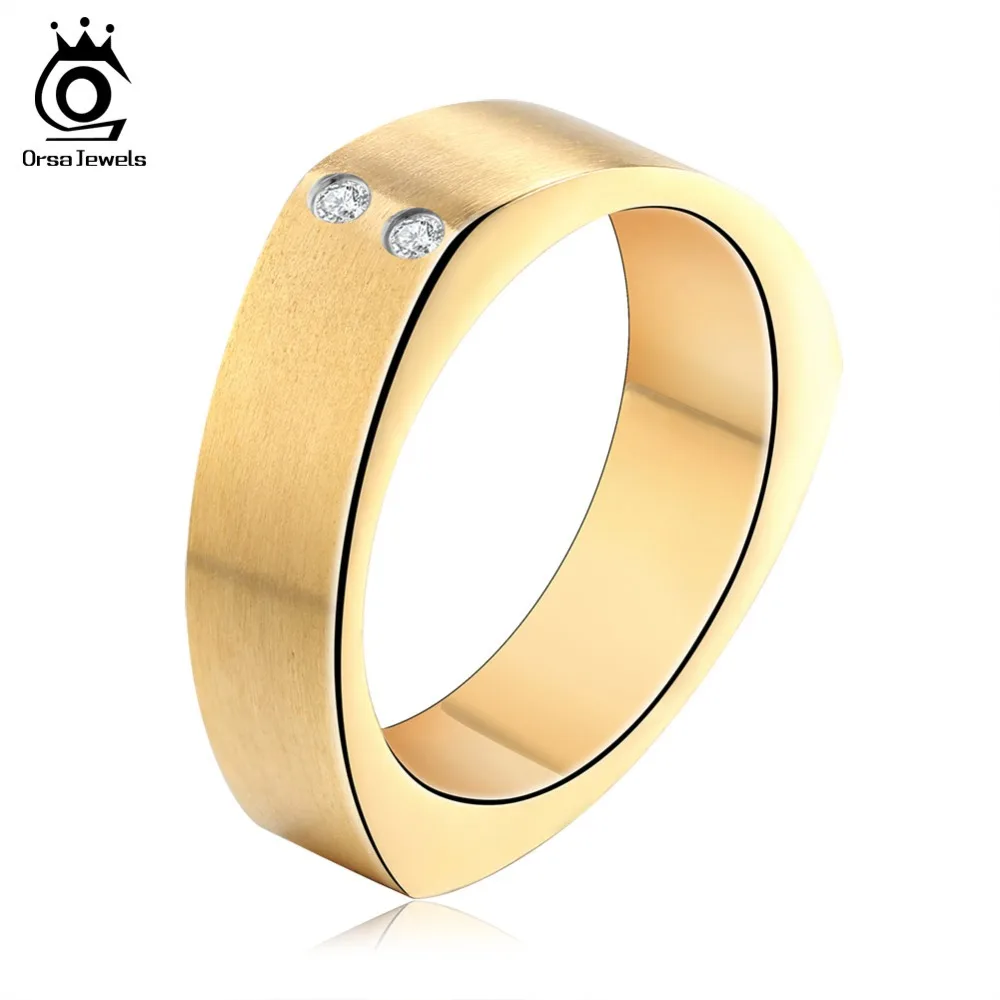 

ORSA JEWELS Men's Ring 316 Stainless Steel Rings 2 Pcs AAA Cubic Zircon Cold-color & Silver & Black Fashion Ring Jewelry AGTR26