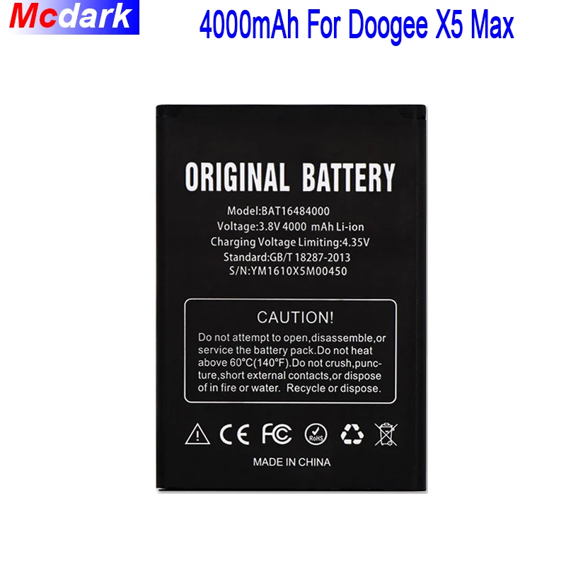 

4000mAh For DOOGEE X5 MAX Battery for DOOGEE X5 MAX Pro Bateria Accumulator AKKU