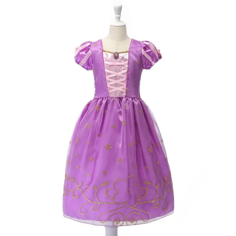 MUABABY Girls Rapunzel Dress Up Kids Snow Princess Costume Children