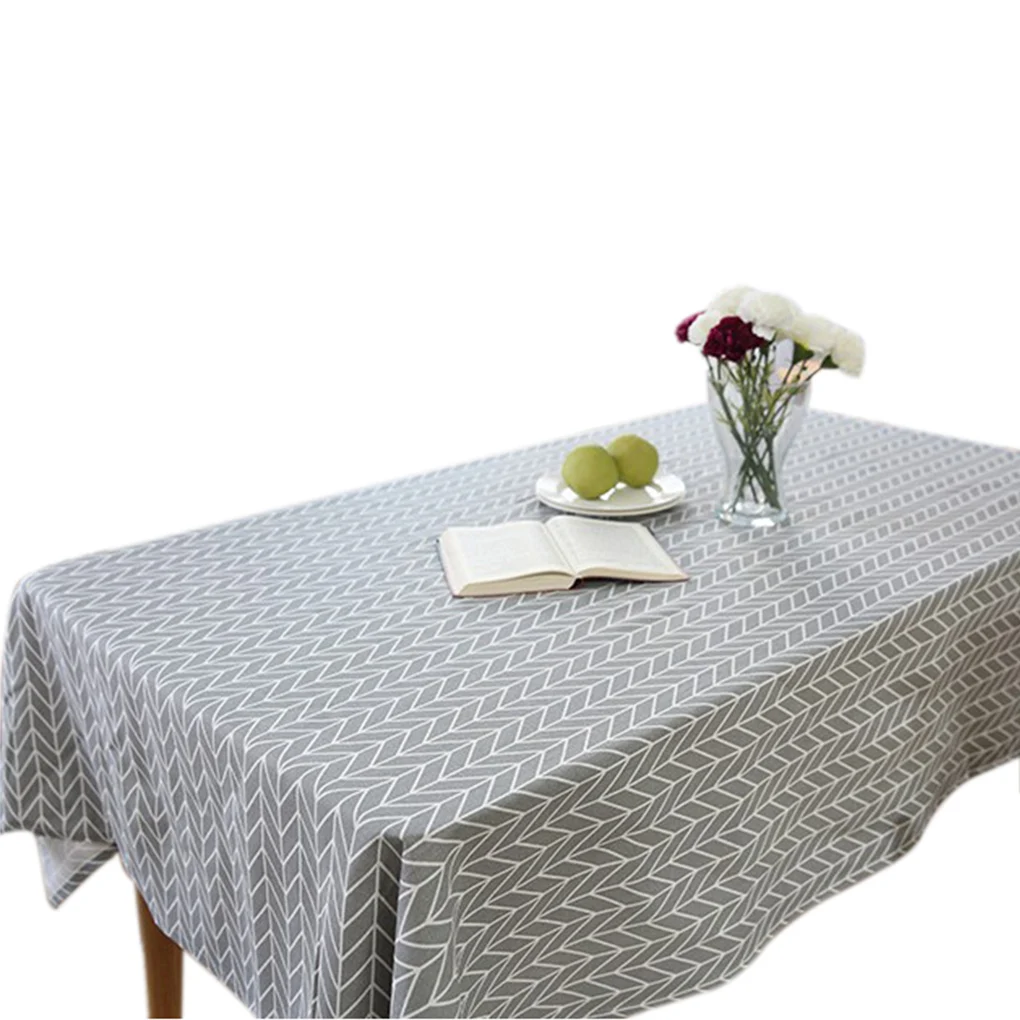 Arrow Plaid Vintage Rectangle Tablecloth Cotton Linen Fabric Home