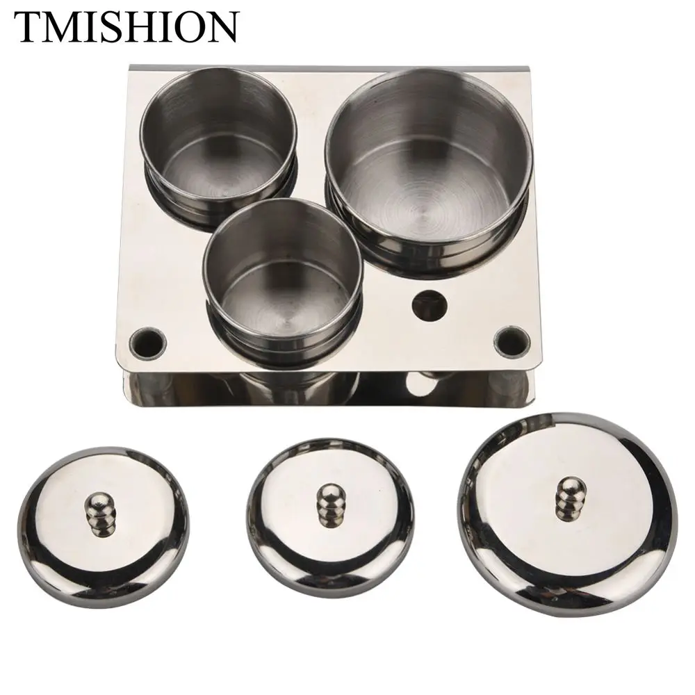 

TMISHION Stainless Steel Nail Art Mini Powder & Liquid Set Cans Storage Box Compact Manicure Tools Disinfection Sterilizer Box