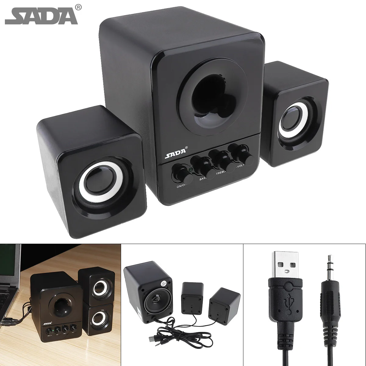 

Mini Portable Combination Speaker Mobile Column Computer Loudspeaker with 3.5mm Audio Plug USB 2.1 Wired for Laptop PC Phone