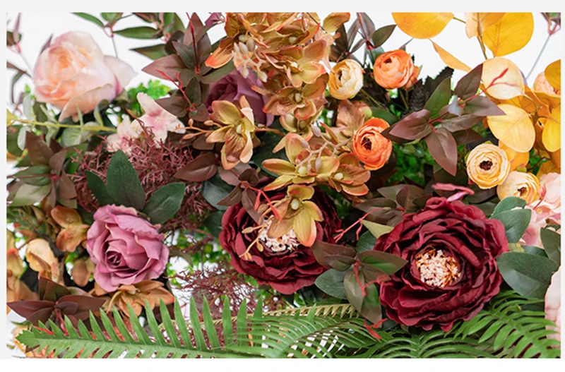 JAROWN Artificial Silk Flower Wrought Iron Stand Flower Row Set Outdoor Decorative Wedding Flower Arches Floral Welcome Decoration (11)