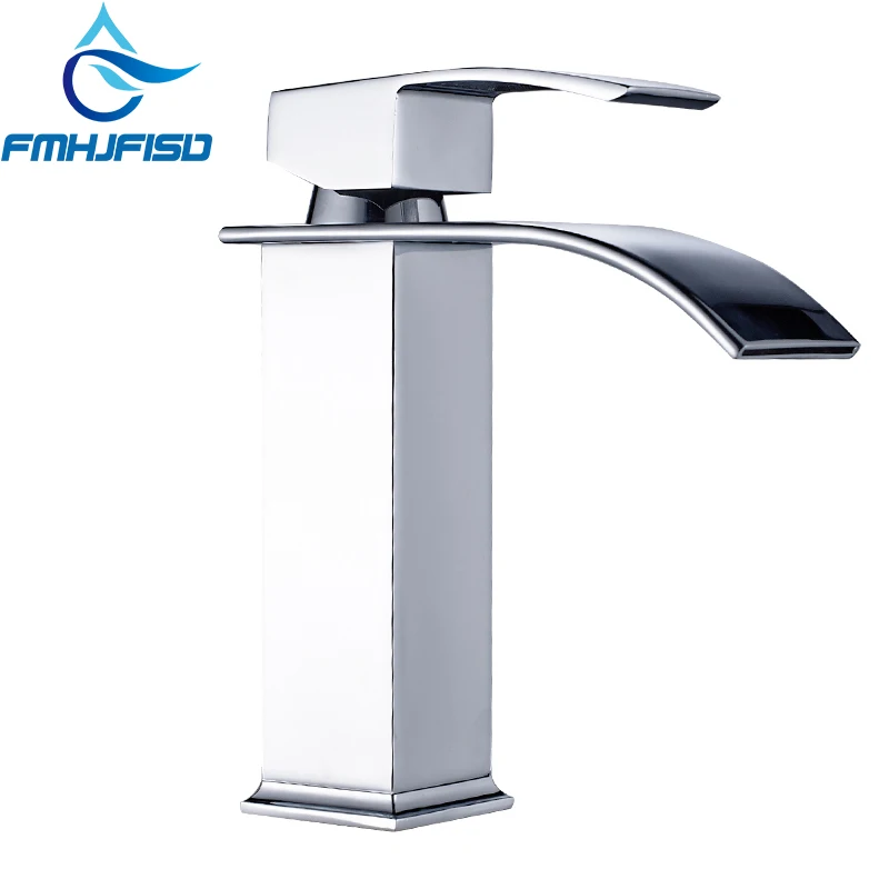 

Basin Vanity Sink Faucet Waterfall Single Handle Bathroom Mixer Tap Faucet Deck Mounted Free Shipping