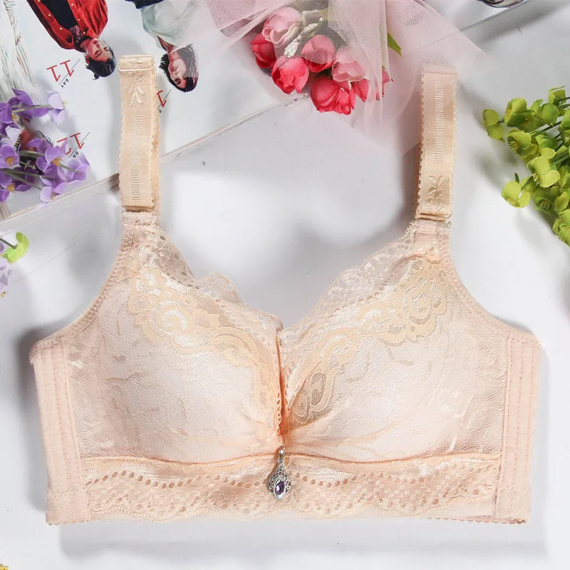 Lady Sexy Lace Bra Wire Free Back Closure Underwear Seamless Push Up Bralette (3)