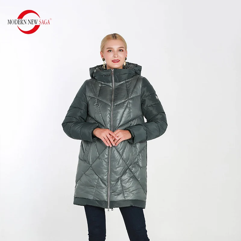 MODERN NEW SAGA 2019 New Winter Warm Parkas Thick Cotton Padded Overcoat Womens Female Long Style Jacket Fashion Hooded Coats
