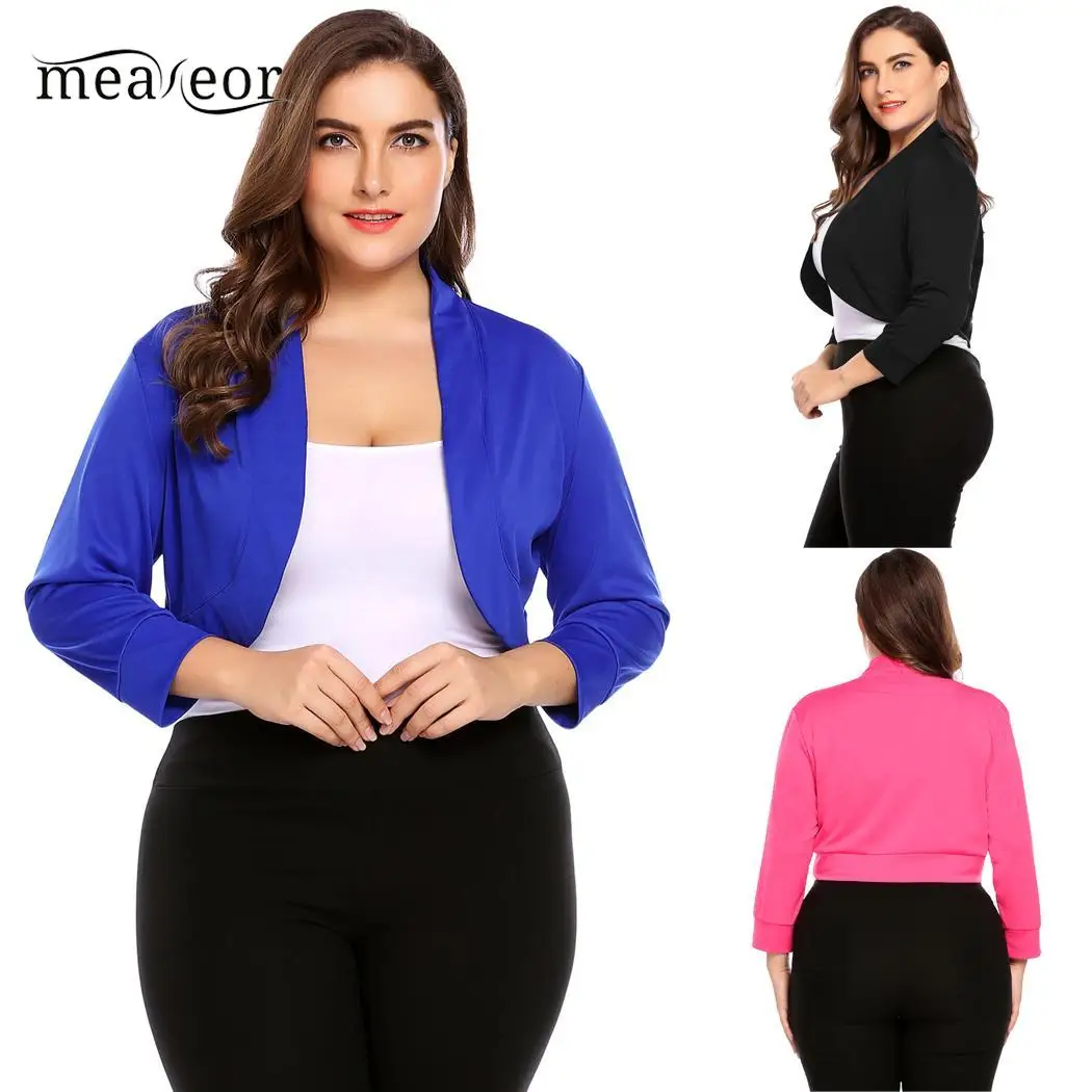 Meaneor женские короткие болеро большие размеры XL 5XL рукав 3/4 осенние пальто