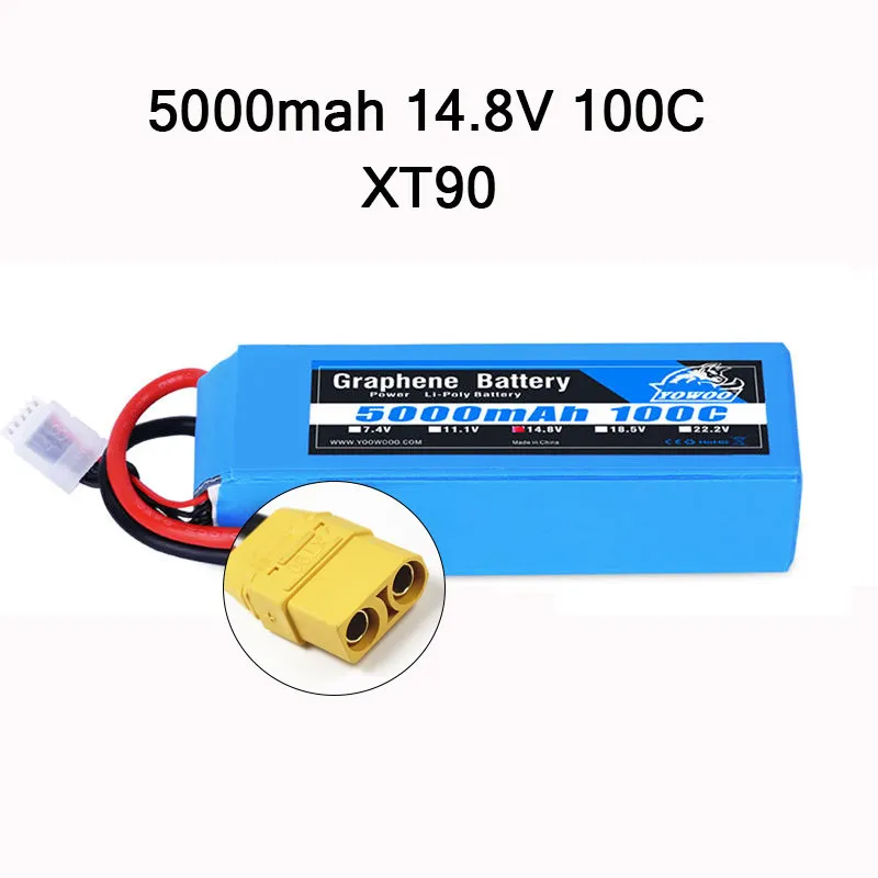 RC графеновая батарея Lipo 2S 7,4 V 3S 11,1 V 4S 14,8 5S 18,5 V 6S 22,2 V 5000mAh 100C XT60 XT90 для радиоуправляемого автомобиля вертолета - Цвет: 4S 5000mah 100C XT90