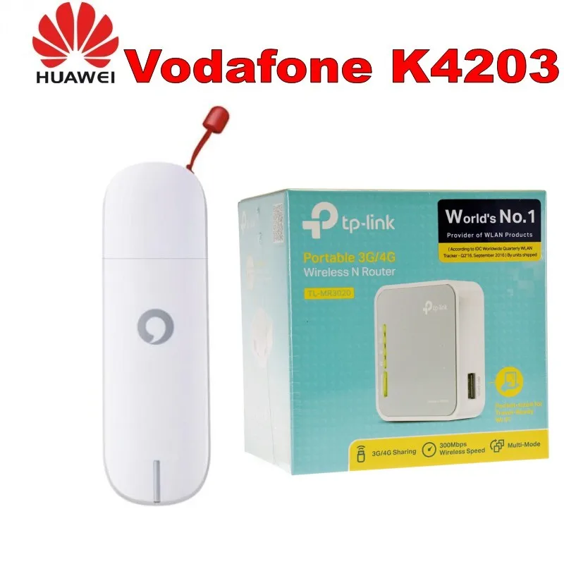 Vodafone 3G USB Huawei K4203 Мобильный широкополосный модем ключ + TP Link TL MR3020 150 Мбит/с 1 порт