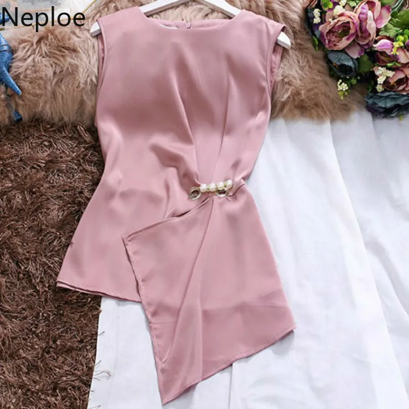 Neploe Chifffon нерегулярные Бисероплетение женские топы лето 2019 Мода o образным