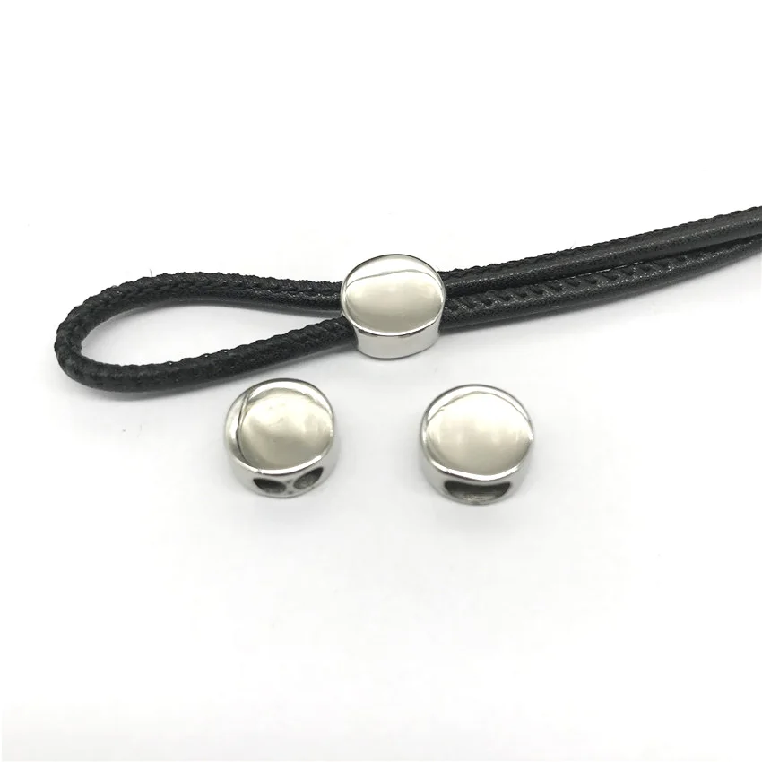

Double Hole 316l Stainless Steel Round Fixed Buckle Bead Fit Original Charm Leather Bracelet Necklace DIY Jewelry Making