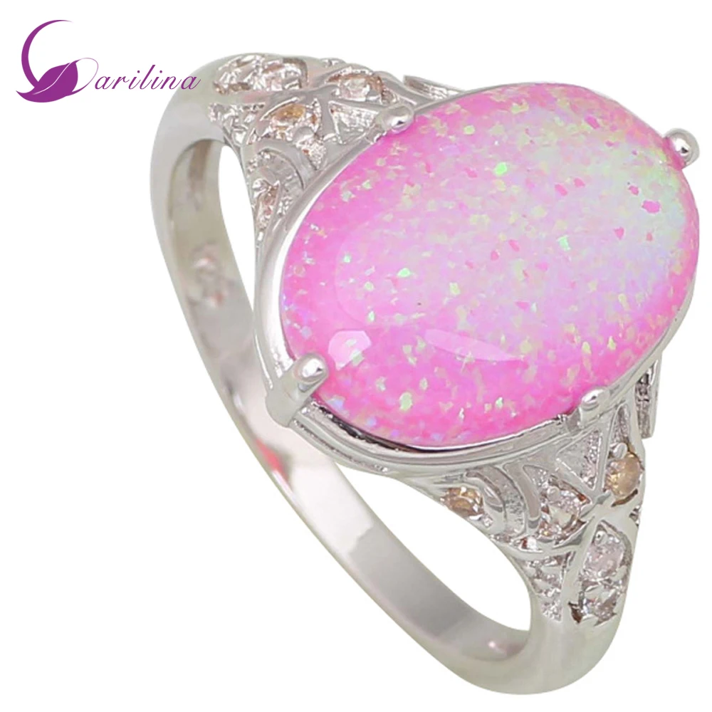 

Fashion Opal rings Fine Jewelry Women's rings Pink Fire Opal Silver Filled Gift ring size 5 6 7 8 9 R443
