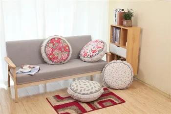 

Removable Round Soft Cushions Home Decor Sofa Decorative Linen Vintage Ethnic Style Throw Pillows with inner core 55x55 CU0802