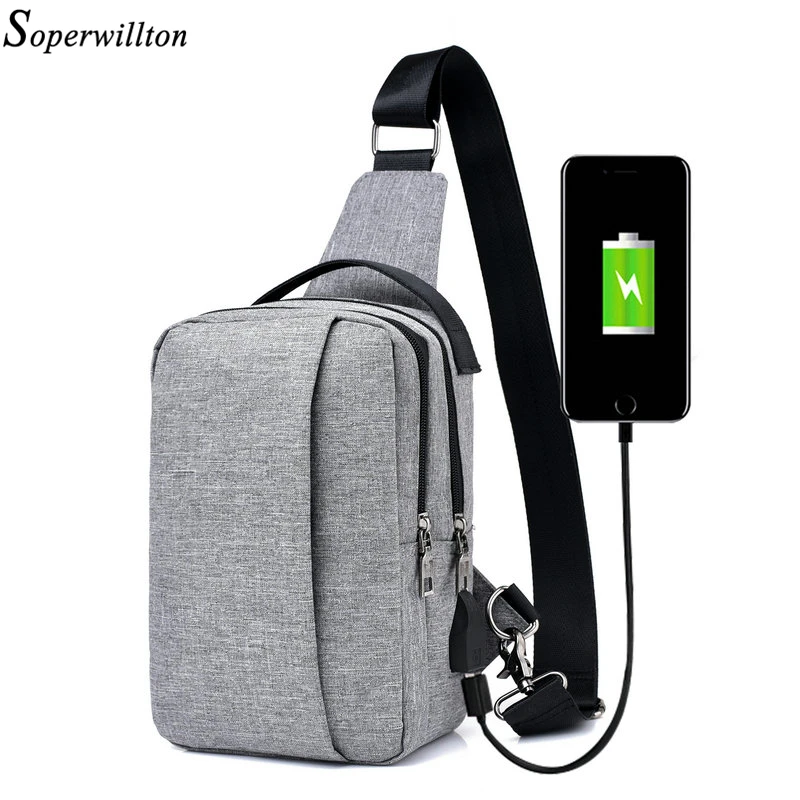 

Soperwillton Men Bag Crossbody Bag Chest Pack 2019 New Design Travel Bag Oxford Water-resistent Women Men Shoulder Bags #1201