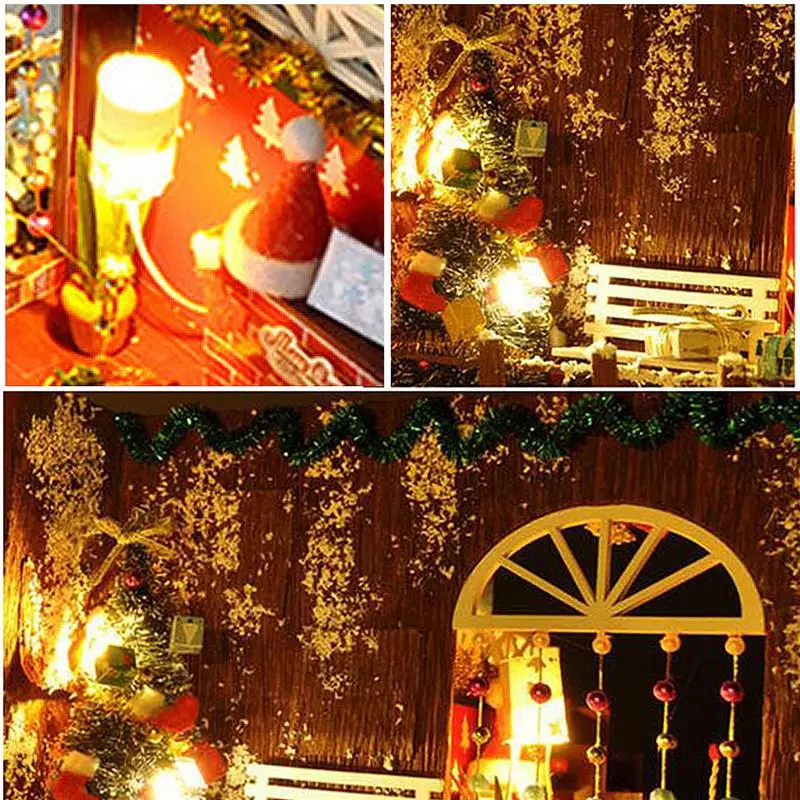 Миниатюрный Рождественский карнавальный ночной кукольный домик DIY деревянный кукольный дом со светодиодный светильник наборы мебели DIY Подарочные игрушки для детей