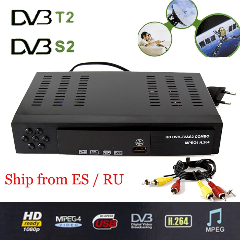 Digital HD Satellite DVB T2 S2 combo TV Receiver Receivable For YouTube 1080P IKS Bisskey WIFI Dongle DVB T2 S2 TV Tuner MPEG4