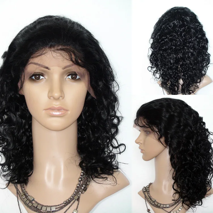 Glueless Lace Front Wigs Factory Outlet 1 Jet Black Curly Indian Remy