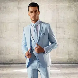 Atest пальто брюки дизайн итальянский светло-синий мужской костюм Slim Fit 3 шт смокинг жениха на заказ модный Выпускной блейзер (пиджак + брюки +