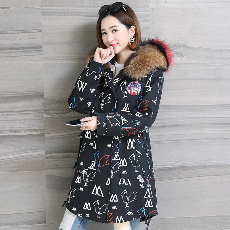 

Haining of new fund of 2018 autumn coat female mink fur the tank Raccoon fur collar overcome quilted jacket, 76
