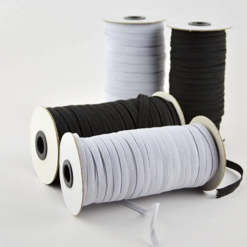 

1 Roll Elastic bands 3/5/6/8/10/12mm width polyester elastic bands for clothes garment sewing accessories white and black