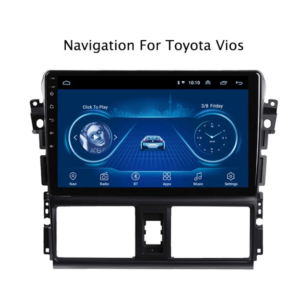 Cheap Super Slim Touch Screen Android 8.1 radio GPS Navigation for toyota yaris vios 2014 headunit tablets Stereo Multimedia Bluetooth 0