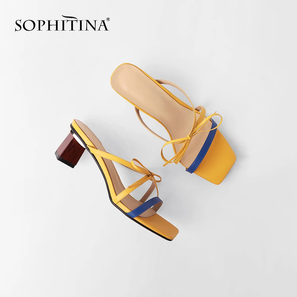 SOPHITINA/популярные женские шлепанцы Модные разноцветные туфли на квадратном