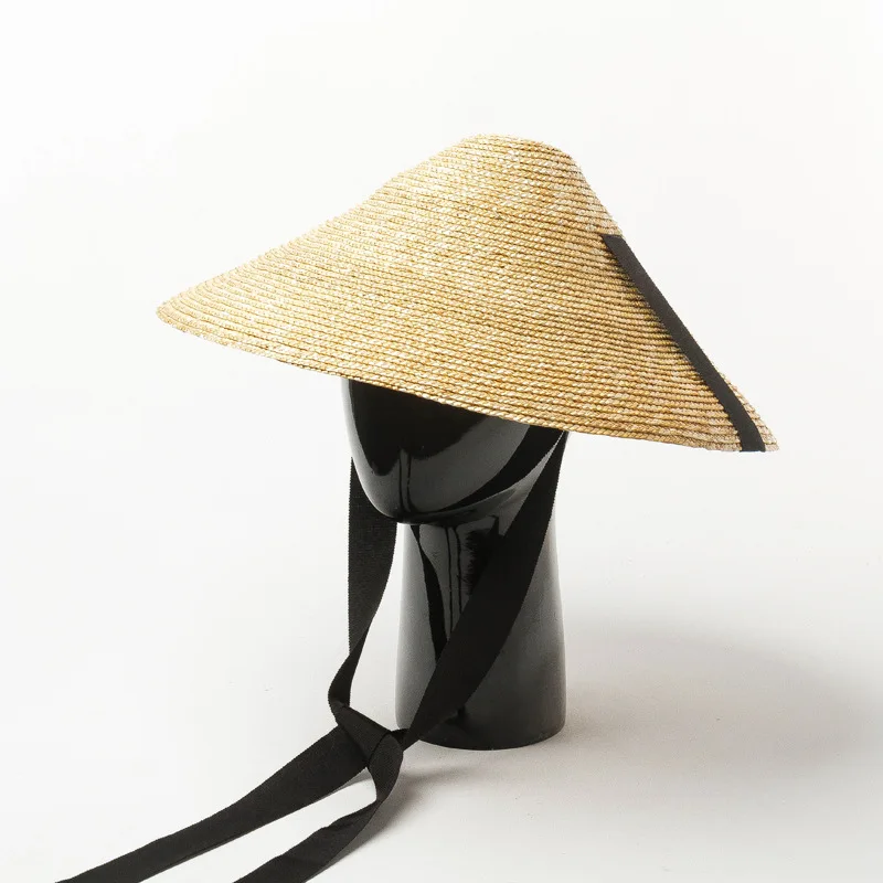 USPOP новая Солнцезащитная шляпа, Женская коническая соломенная шляпа, летняя соломенная шляпа с широкими полями, женская Соломенная пляжная шляпа на шнуровке