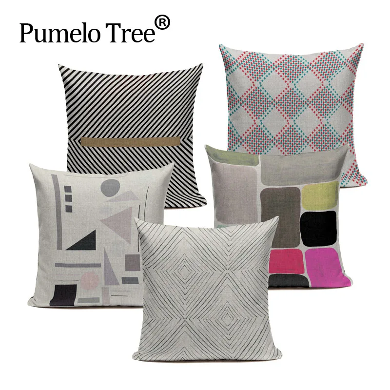 

Geometric Lines Strips Pastel Dots Diamond Cushion Cover Art Car Sofa Home Decor Linen Pillow Cover Throw Pillow Pillowcase