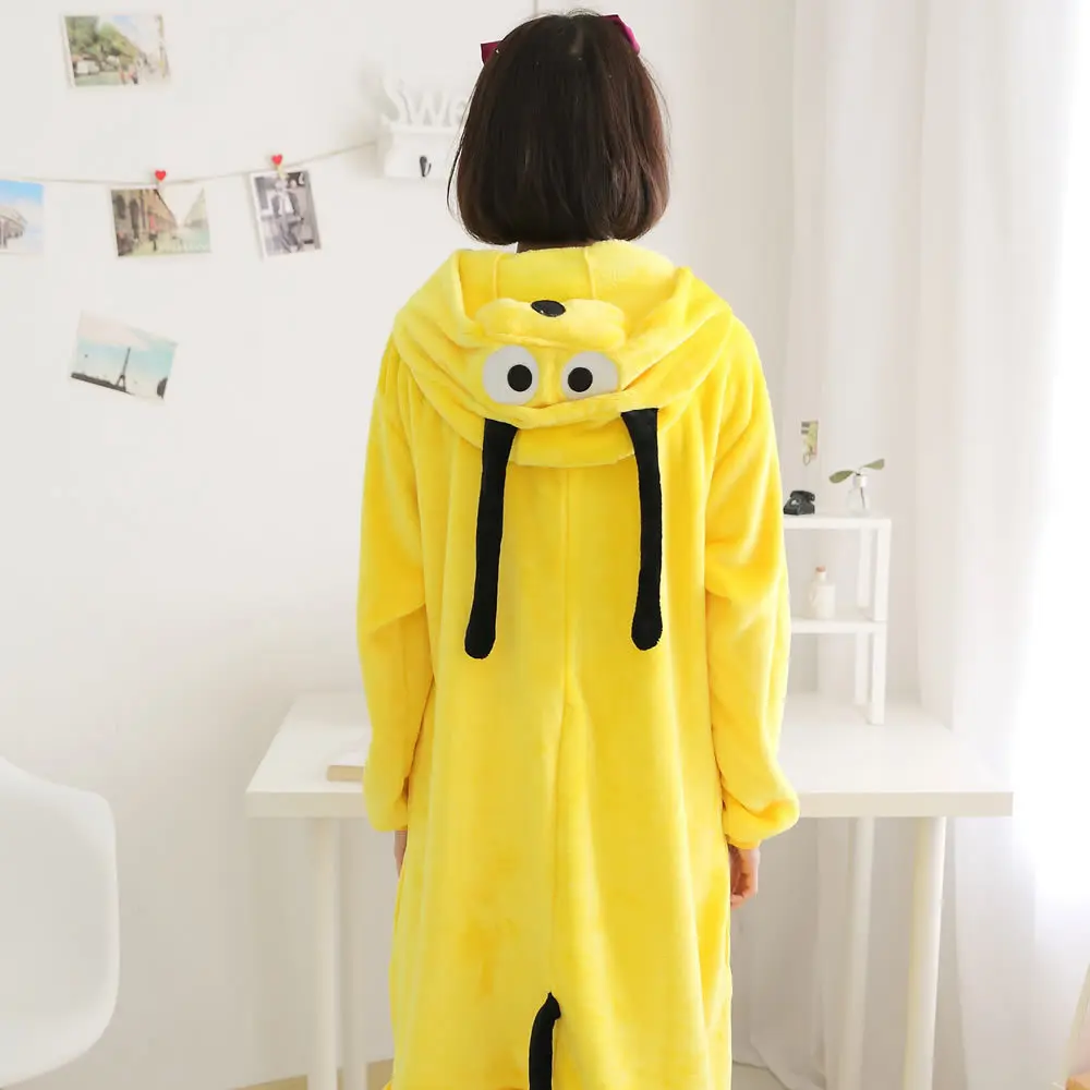 

Adults Animal Kigurumi Yellow Dog Pajamas Sets Sleepwear Cosplay Zipper Onesie Hooded Women Men Winter Unisex Cartoon Pajamas