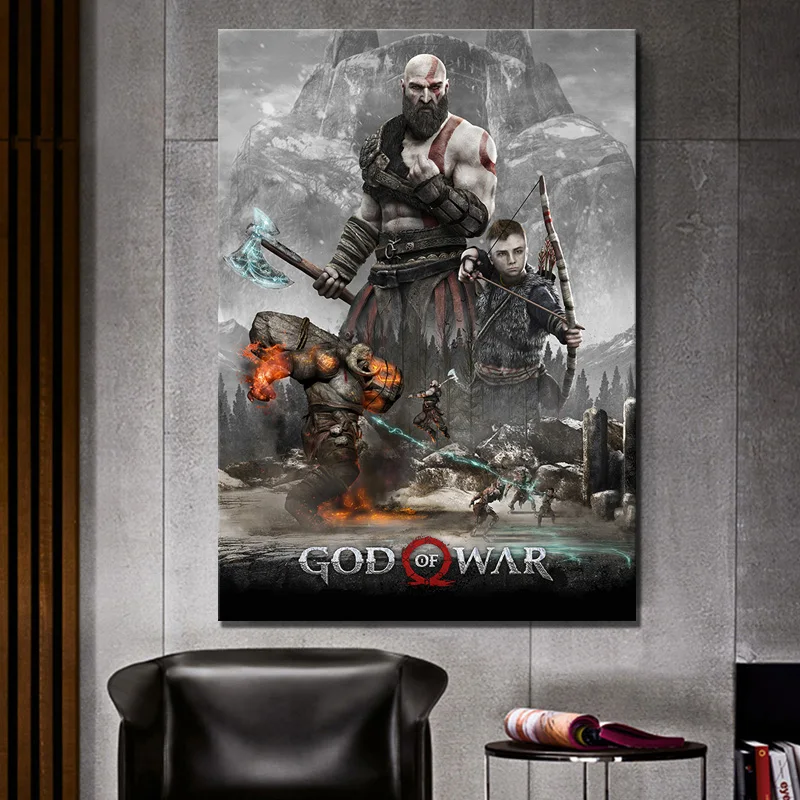

1 Piece God of War 4 Game Poster Figure Decorative Paintings Canvas Art for Home Decor Wall Art