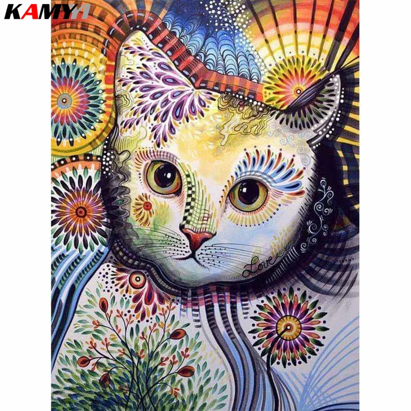 

5D DIY diamond painting cross stitch Colorful cat Full Square Diamond embroidery Needlework Rhinestone Mosaic decor