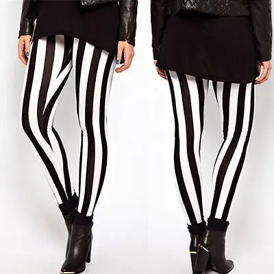 Женские легинсы в черно белую полоску Стрейчевые длинные полоску|leggings trousers|long