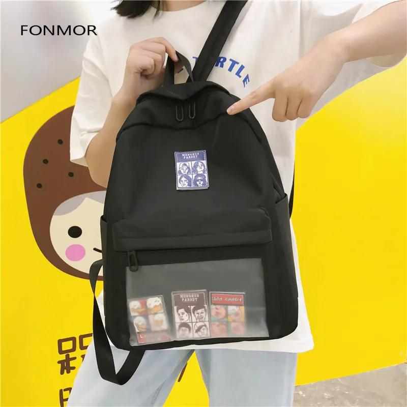 Высококачественный водонепроницаемый нейлоновый женский рюкзак, женская прозрачная передняя школьная сумка с карманами для девочек-подростков, рюкзак для путешествий