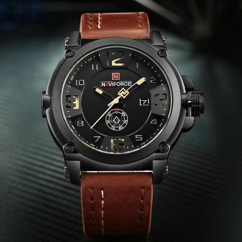 Часы наручные NAVIFORCE Мужские кварцевые роскошные Брендовые спортивные