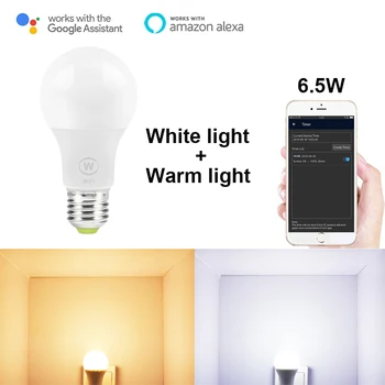 

2 Color WiFi Smart Light Bulb NO RGB White light and Warm light only Wake-Up Lights Compatible with Alexa and Google Assistant