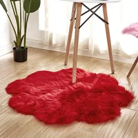 Large Faux Fur Floor Rug, Flower Shaped Luxury Mat, White, Grey, Blue, Plush Carpets for Living Room, Kids, Home, 45 cm, 90cm 2