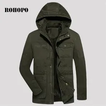 ROHOPO мужские парки, зимнее пальто с хлопковой подкладкой, армейский черный цвет, хлопок, мужские военные толстые хлопковые парки, куртки, теплые пальто