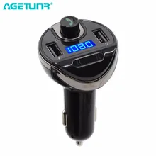 AGETUNR T20 Bluetooth Car Kit Handsfree Set FM Transmitter MP3 Music Player 5V 3 4A 2