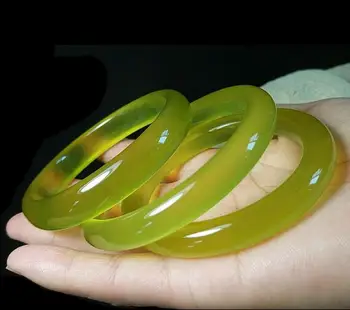 

Fine Jewelry liaoning xiuyan Natural Beautiful Light yellow Jade Bangle Bracelet Handmade Free Shipping