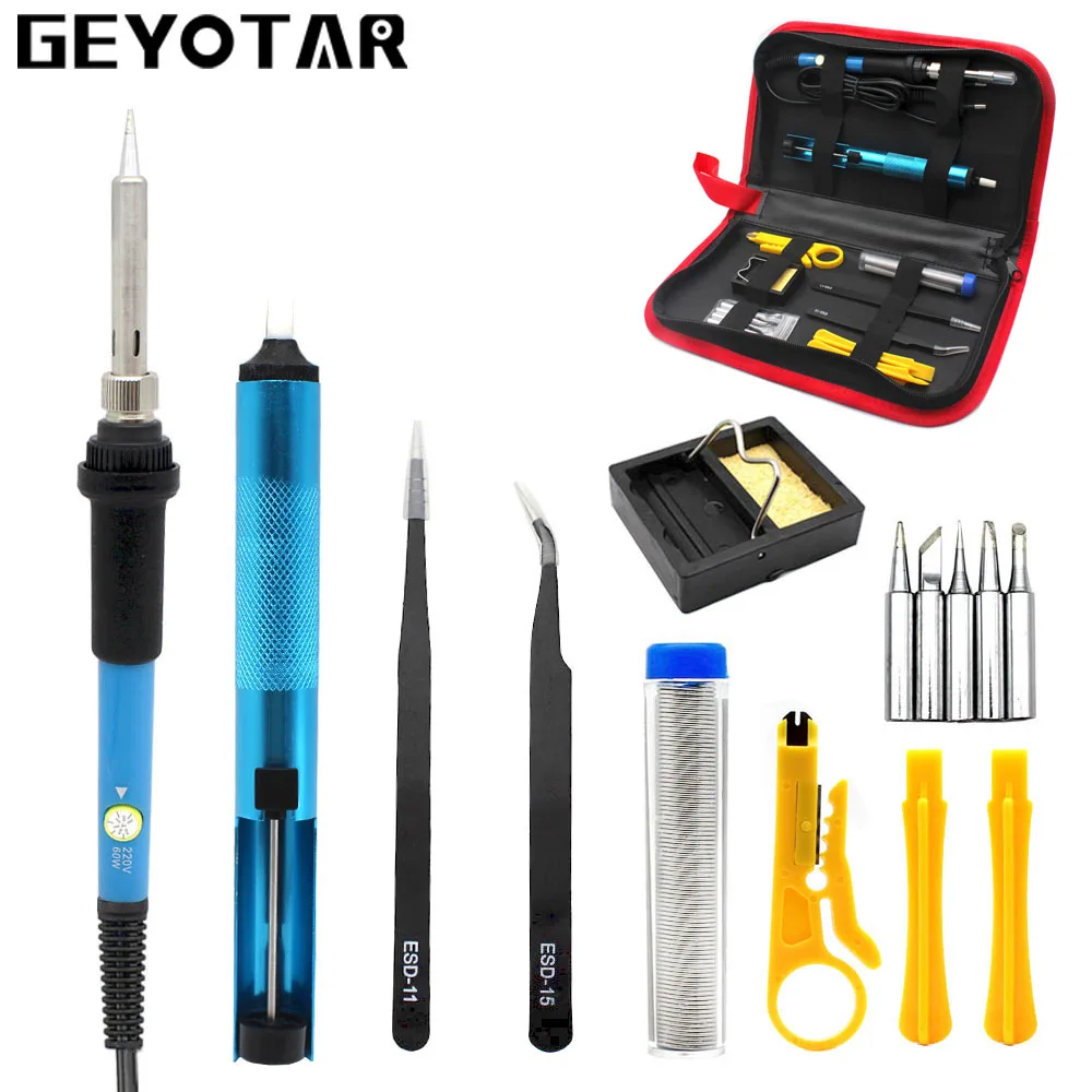 Электрический паяльник с вилкой европейского стандарта 220 В 60 Вт набор