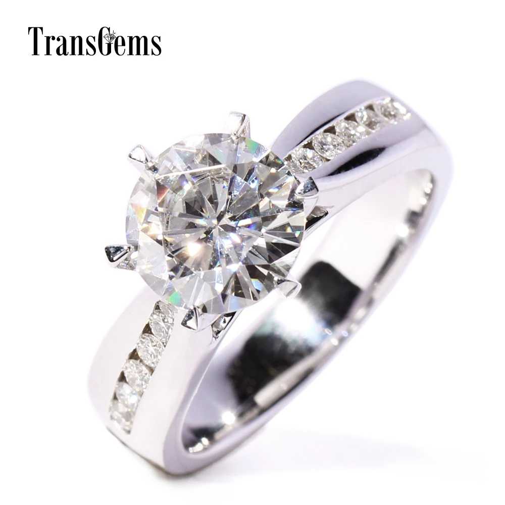 

Transgems 2 Ct F/GH Color Lab Grown Moissanite Engagement Rings For Women With 10 Pieces Genuine moissanite Real Gold