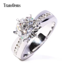 Transgems 2 Ct F/GH Color Lab Grown Moissanite Engagement Rings For Women With 10 Pieces Genuine Loose Diamonds Real Gold