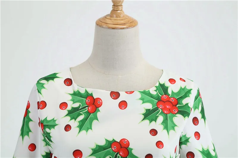 Kostlich Christmas Elegant Swing Rockabilly Dresses O-Neck Long Sleeve Women Dress With Sashes Audrey Hepburn 50s Vintage Dress  (14)