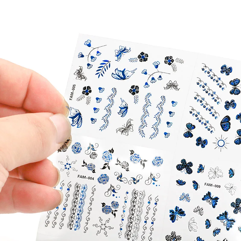 30Sheets/Lot Nail Sticker 6.3*5cm Blue&silver Butterfly Pattern 3D Nail Art Decal Sticker For Nail Decoration Nail Manicure 30Sheets/Lot Nail Sticker 6.3*5cm Blue&silver Butterfly Pattern 3D Nail Art Decal Sticker For Nail Decoration Nail Manicure