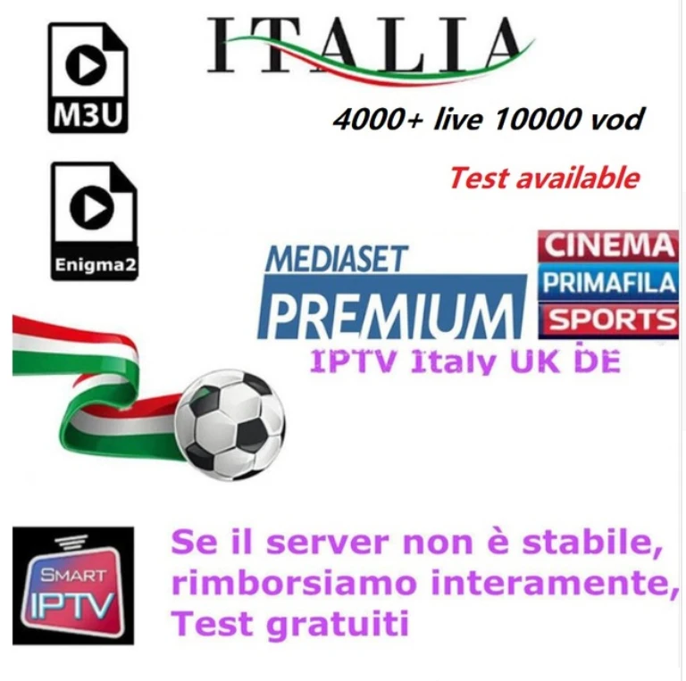 IP ТВ M3u Abonnement Ip ТВ в итальянском стиле UK Deutsch Französisch Spanisch mediaset premium Android tv Box Enigma2 Смарт ТВ ПК Linux взрослых ip