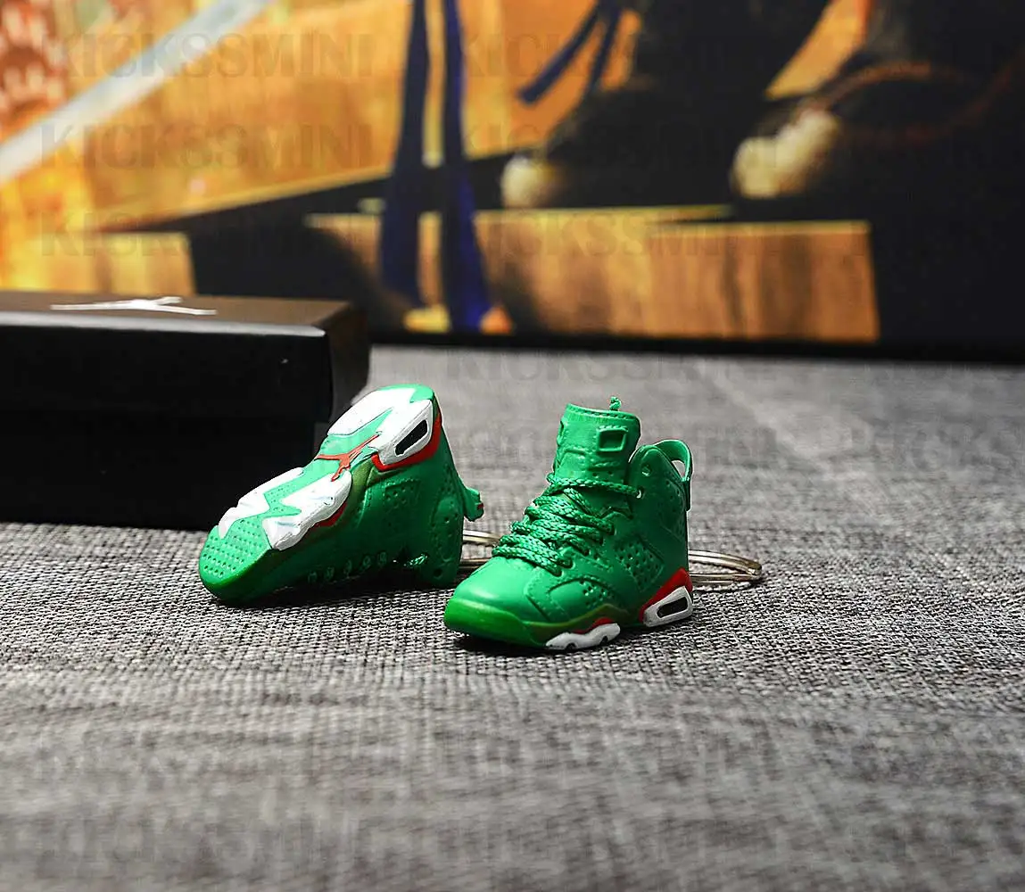 Дропшиппинг Air Jordan 6 Gatorade кроссовки брелки 1/6 масштаб 3D мини-кроссовки JORDAN Брелок Кукла аксессуар