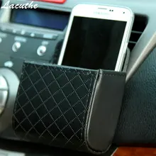 Saco de Armazenamento De Saída de Ventilação do carro Tidy Caixa De Armazenamento Organizador Do Carro Acessórios Interiores Auto Bolso Óculos Recipiente Telefone Couro PU