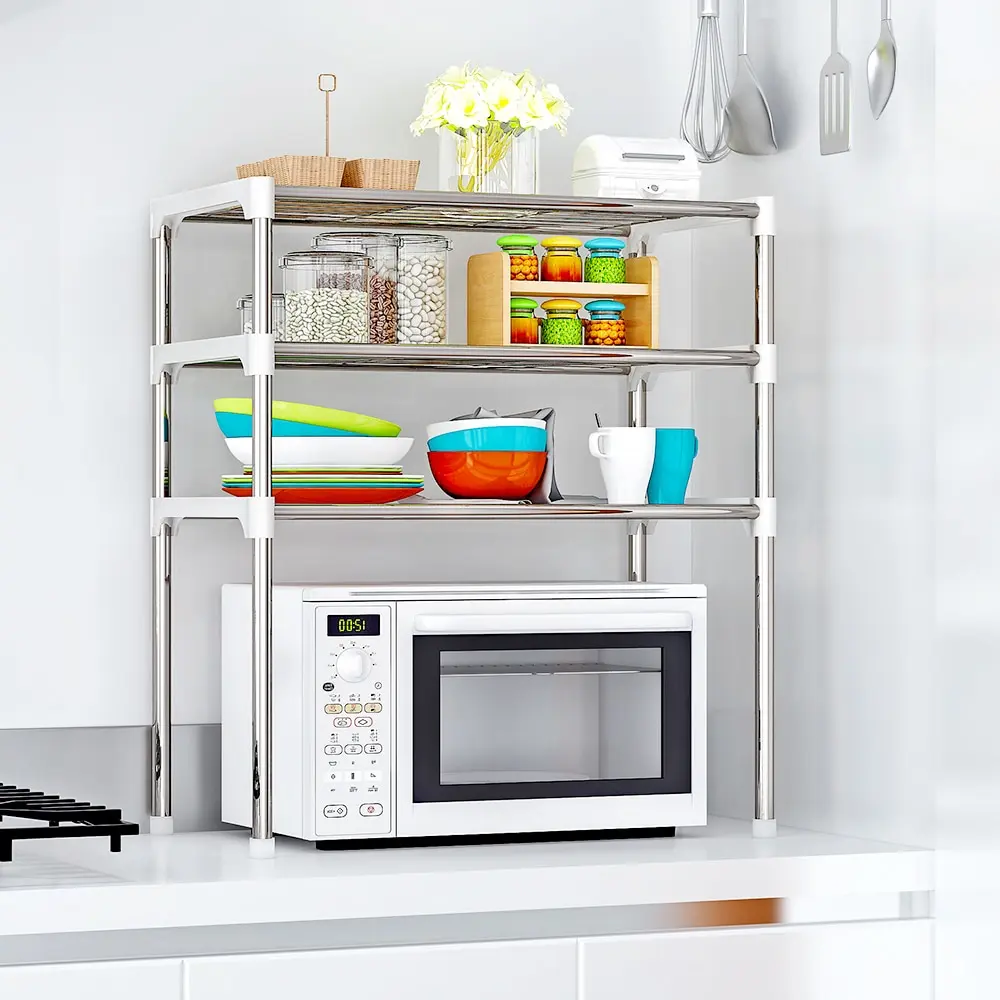 

Kitchen Storage Shelf Rack Microwave Oven Shelving Unit Storage Racks Kitchen Shelving Holders Multi Use Organizer Organizador